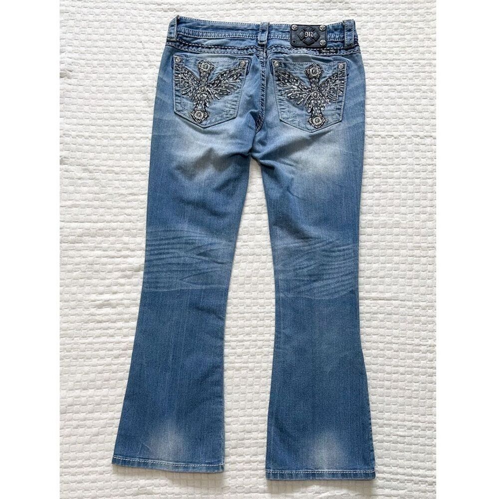 Miss Me Womens Size 29 Signature Rise Boot Cut Jeans Embellished Back Pockets